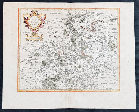 1628 Gerard Mercator & Henricus Hondius Antique Map State of Hesse, Germany