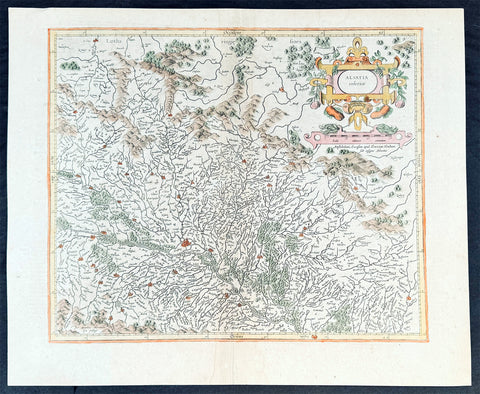1628 Gerard Mercator & Henricus Hondius Antique Map the Alsace Region of France