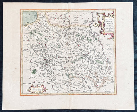 1628 Gerard Mercator & Henricus Hondius Antique Map the Picardy Region of France