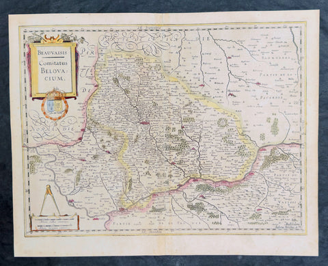 1628 Gerard Mercator & Henricus Hondius Antique Map of Beauvais Region, France