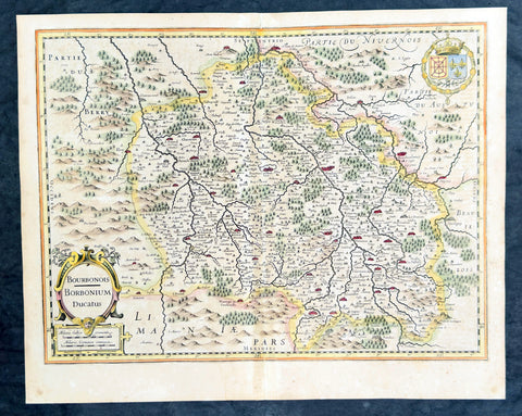 1628 Gerard Mercator & Henricus Hondius Antique Map Bourbonnais Region of France