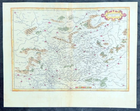 1628 Gerard Mercator Antique Map of The Burgundy Region of France