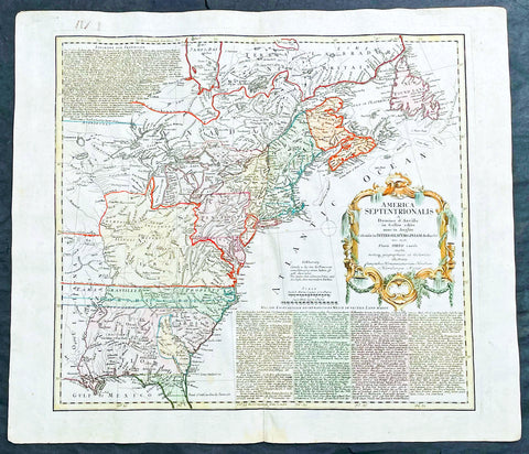 1756 Homann Antique Map Colonial United States North America French Indian War