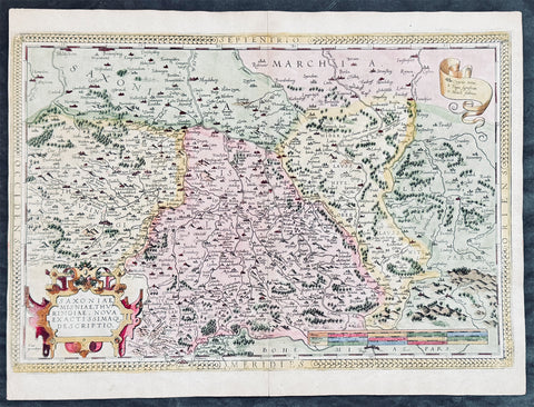 1575 Abraham Ortelius Antique Map of Saxony Eastern Germany & Western Poland