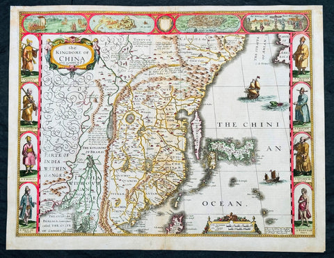 1626 (1676) John Speed Antique Map of China - Island of Korea, Japan.