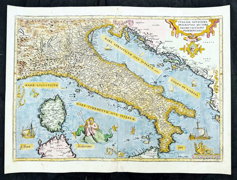 1573 Abraham Ortelius Antique Map Italy, Sardinia - Beautiful