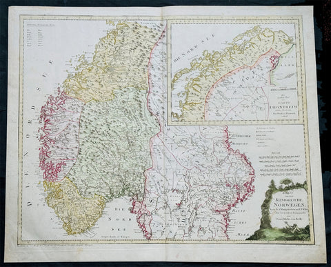 1796 Von Reilly Very Large Antique Map Norway, Sweden & Lapland - Scandinavia