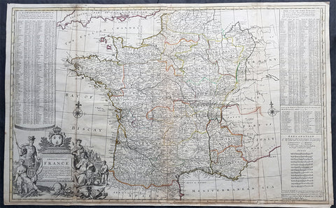 1720 Herman Moll Large Antique Pre Revolutionary Map of France in Provinces