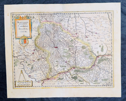 1638 Gerard Mercator & Henricus Hondius Antique Map of Beauvais Region, France