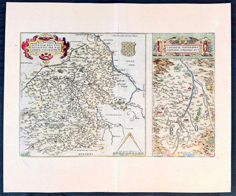 1612 Abraham Ortelius Antique Maps of Loire Valley, River & Alliers River France