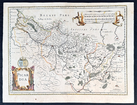1628 Jan Jansson Antique Map of the Picardy Region of France