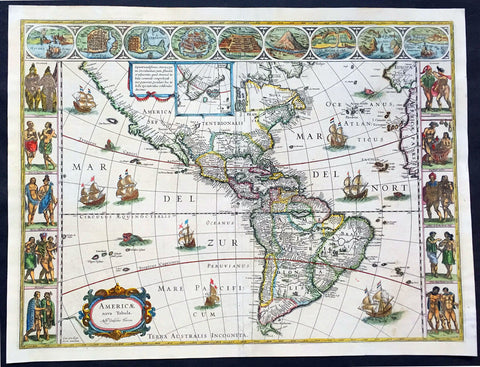 1638 Joan Blaeu Antique Map of America - Americae nova Tabula