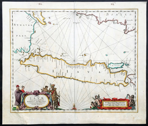 1650 Jan Jansson Antique Map Island of Java, Indonesia - Dutch East India Co
