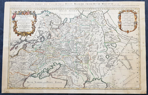 1698 Alexis Jaillot Large Antique Map European Russia, Poland, Baltics, Crimea