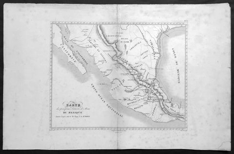 1843 Baron Von Humboldt Large Old, Antique Map of Texas & Mexico, Mining - Rare