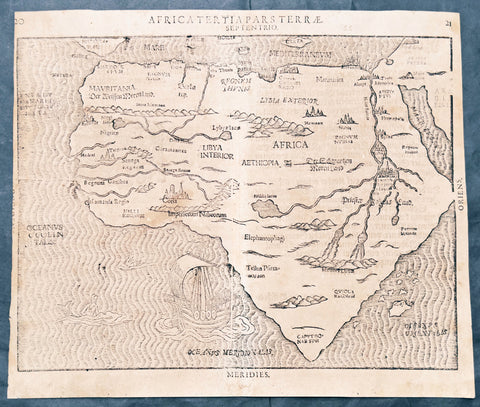 1597 Heinrich Bunting Rare Antique Map of The whole Continent of Africa