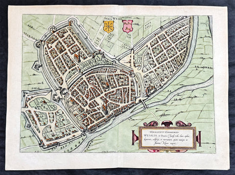 1574 Braun & Hogenberg Antique Map View of Wesel North Rhine-Westphalia, Germany