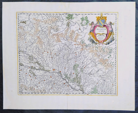 1638 Gerard Mercator & Henricus Hondius Antique Map of Alsace Region, France