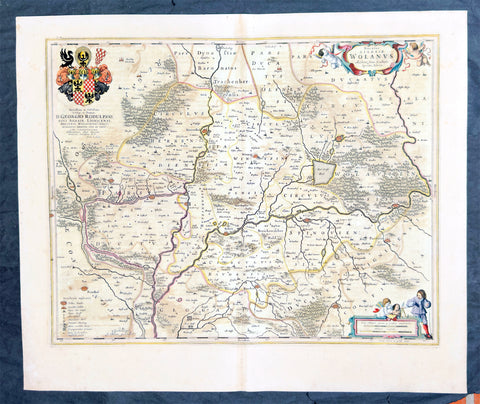 1662 Joan Blaeu Antique Map of Wołow County, Lower Silesia Voivodeship SW Poland