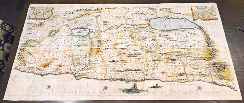 1658 Jansson & Hornius Large Antique Map of the Holy Land, Israel, Palestine XII Tribes