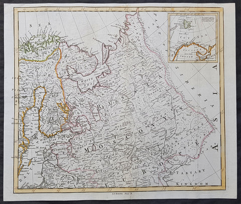 1765 T. Bowen & M Postlethweyt Antique Map of European Russia, Baltics, Lapland
