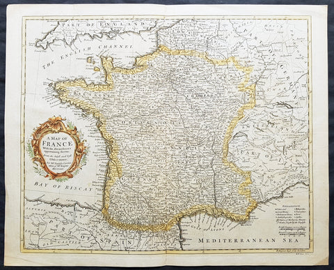 1745 Tindal Antique Map of France during the Spanish War of Succession 1701-13