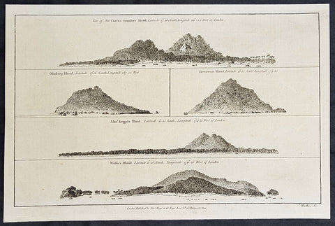 1784 Anderson Antique Print Coastal Views of French Polynesia & Tonga Isles - Cook 1st Voyage 1769