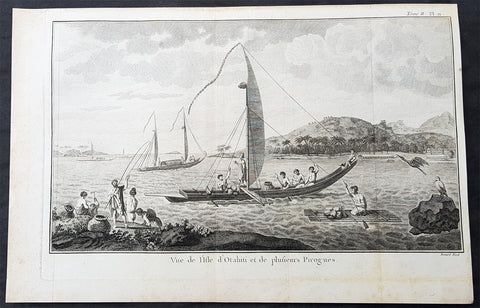 1778 Capt Cook Antique Print View of Matavia Bay Tahiti French Polynesia in 1773