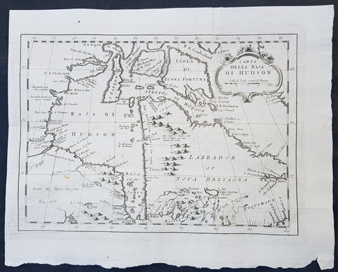 1755 Nicolas Bellin Original Antique Map of Hudsons Bay & Surrounds, Canada