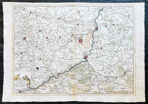 1691 Coronelli Large Antique Map of The Liege Region of Belgium - Maastricht