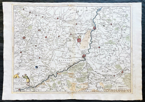 1691 Coronelli Large Antique Map of The Liege Region of Belgium - Maastricht