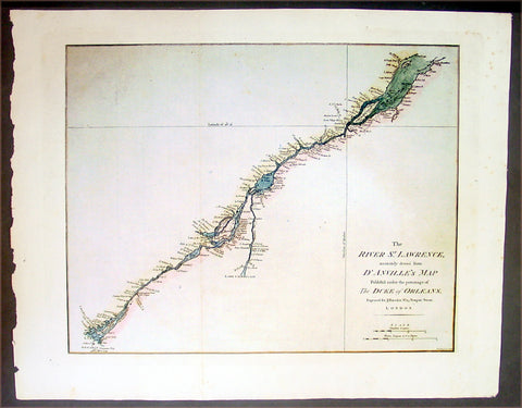 1780 Harrison Antique Map of The St Lawrence River, Canada
