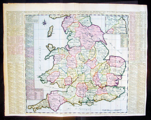 1720 Chatelain Antique Map of England & Wales