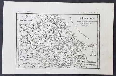 1788 Du Bocage & Barthelemy Antique Map of Thessaly region of Greece