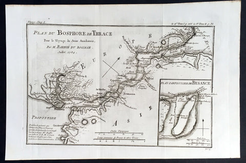 1784 Du Bocage Large Antique Map of The Bosphorus Straits, Turkey