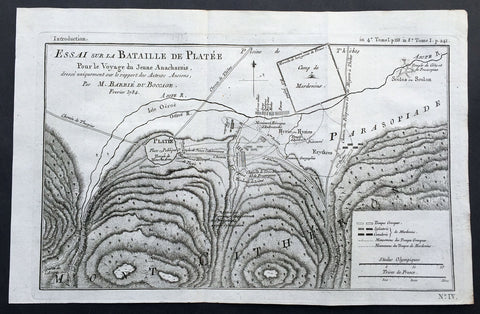 1784 Du Bocage Large Antique Map of The Battle of Platea City of Plataea Boeotia