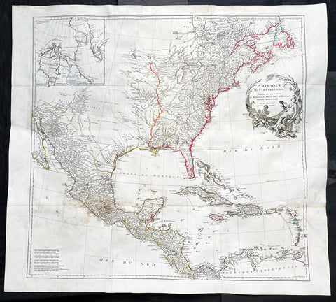 1746 J B D Anville Large Rare Antique Map of North America Pre French Indian War