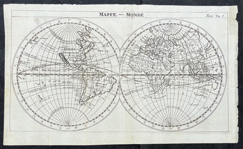 1715 William Dampier Antique Twin Hemisphere World Map, California Is. Australia