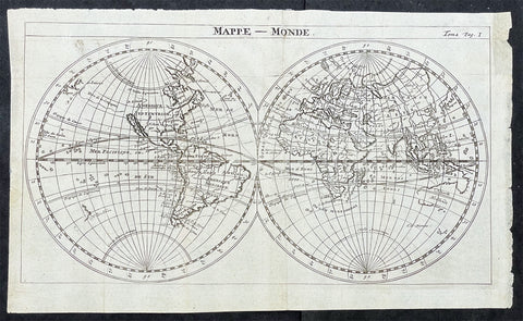 1715 William Dampier Antique Twin Hemisphere World Map, California Is. Australia
