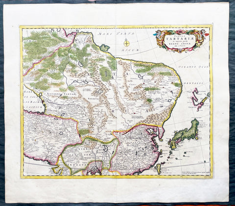 1680 Frederick de Wit Large Antiue Map of Tartary, China, Japan, Mogul, Formosa