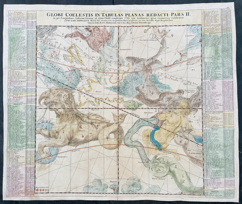 1730 J G Dopplemayr & J B Homann Large Antique Celestial Map Mythology & Zodiac