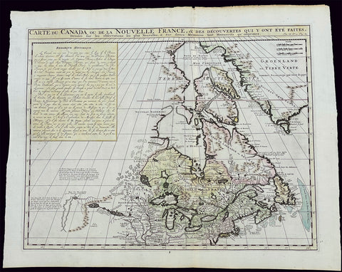 1719 H. Chatelain Large Antique Map of North America Canada Great Lakes, Detroit