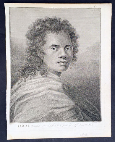 1778 Capt. Cook Antique Print Portrait of Omai of Raiatea Island - Furneaux 1773