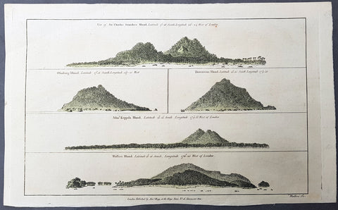 1784 Anderson Antique Print Coastal Views of French Polynesia & Tonga Isles - Cook 1st Voyage 1769