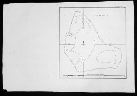 1774 Hawkesworth Antique Map of Wallis (Uvea) & Funtuna Islands Capt Wallis 1767