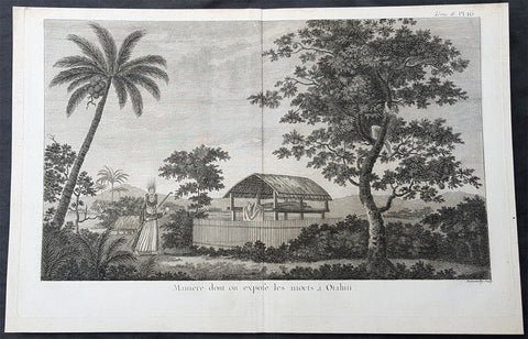 1774 Capt Cook Antqiue Print of Tahitians Honouring the Dead, Manao Tupapau 1769