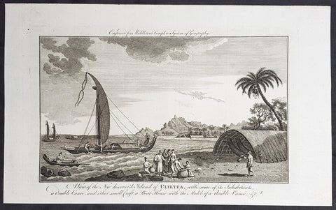 1777 Middleton Antique Print Island of Raiatea, French Polnesia - Cooks 1st Voyage 1769