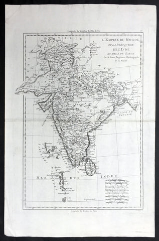 1780 Bonne Antique Map of India - Sri Lanka to Tibet