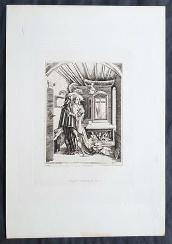 1870 Charles Amand-Durand after Mattaus Zaisinger Antique Print - The Embrace