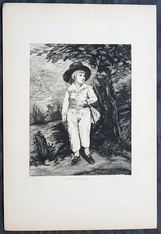 1878 Leon Richeton after Gainsborough Antique Print of a Young Gentleman, William III